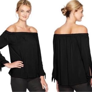 J. Crew Off The Shoulder Black Blouse M